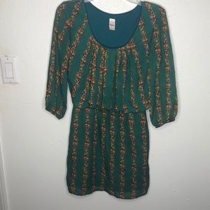 Emerald green dress with flowers